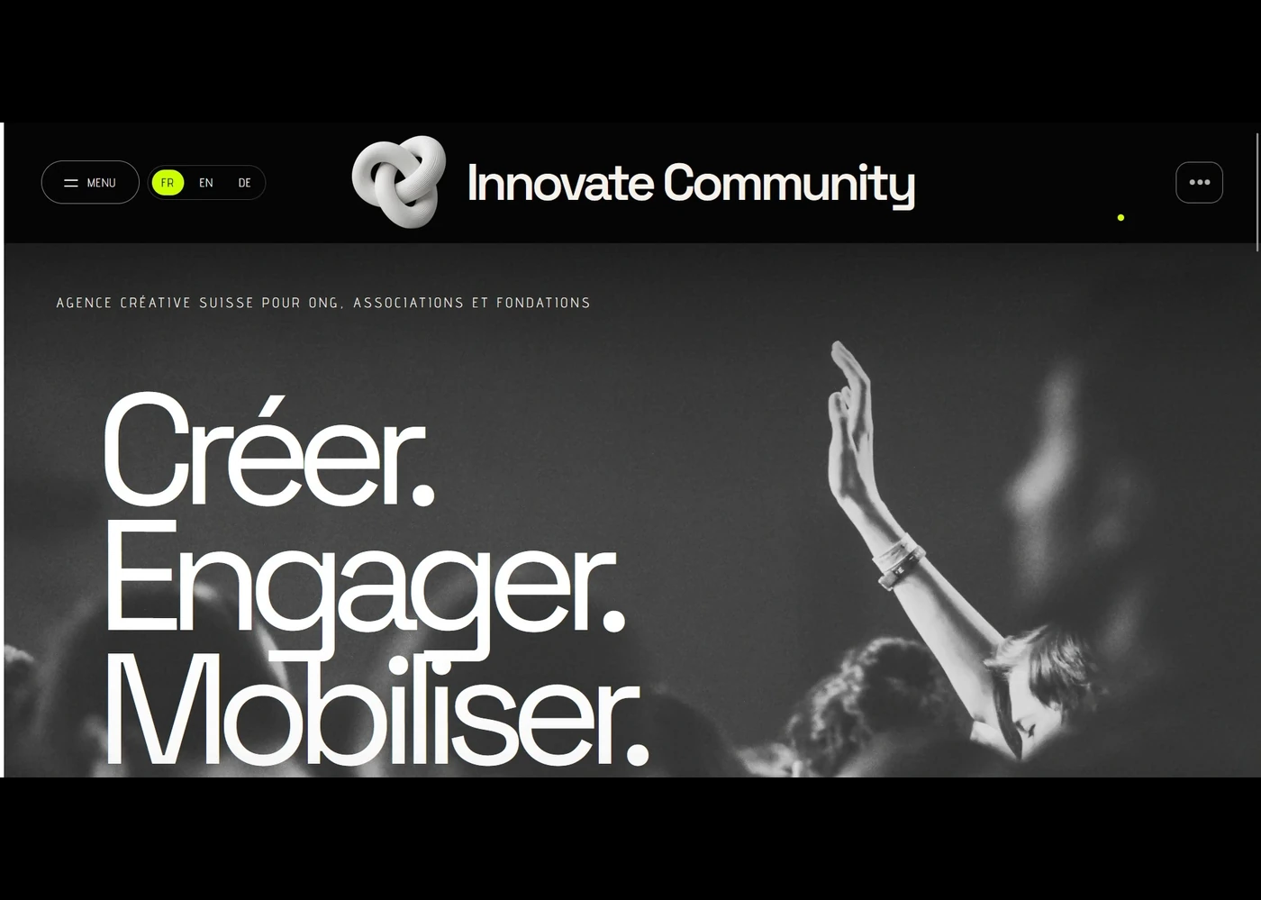 Page d’accueil du site Innovate Community
